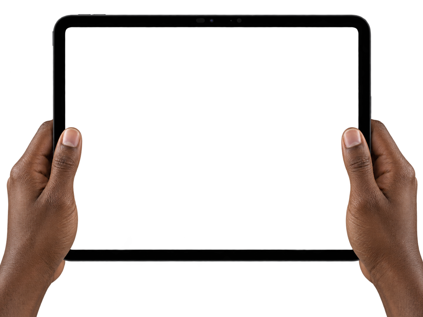 Hands holding a tablet watching a FlameCut video